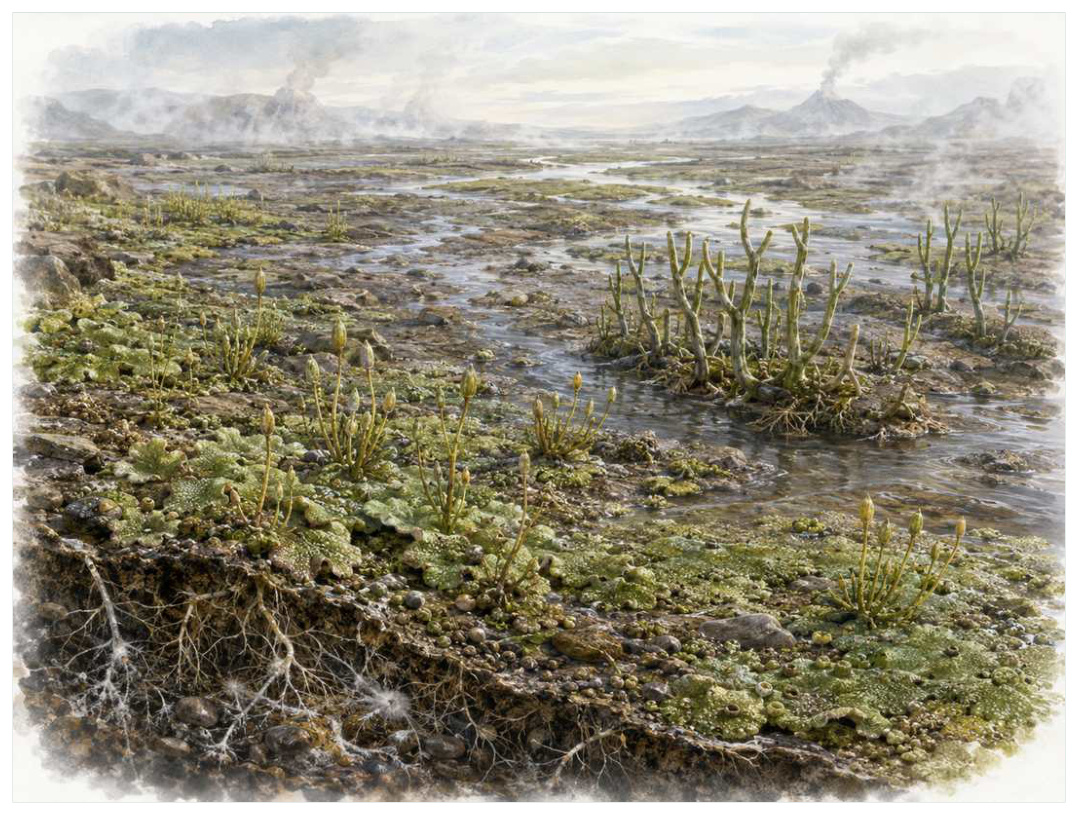 植物第一次建立陆地基础设施 · 本章科学复原配图