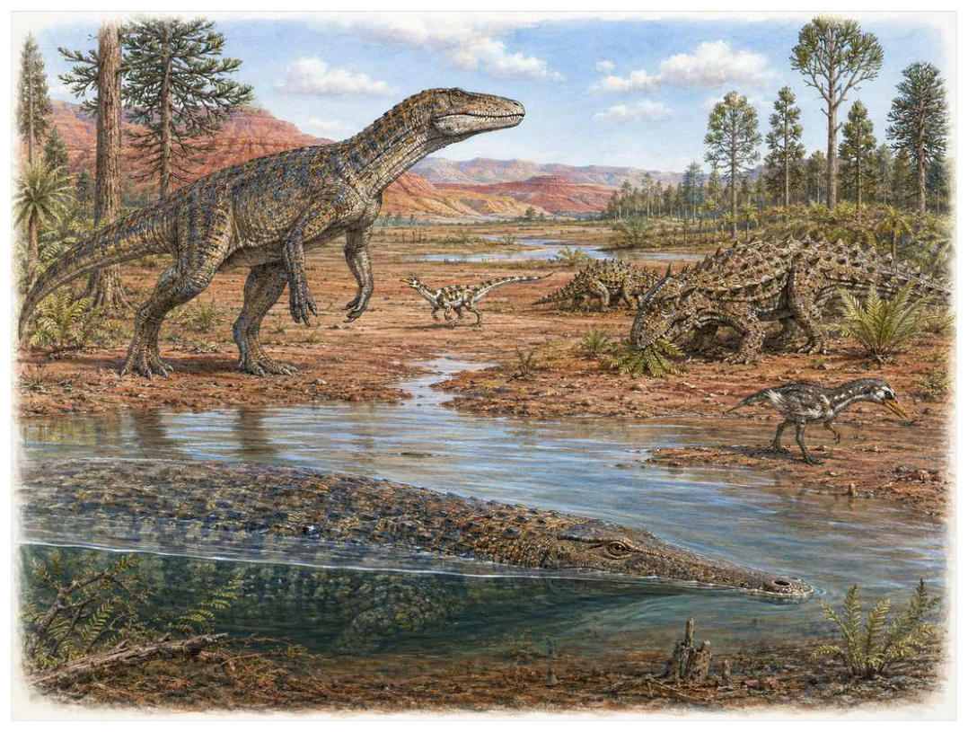 主龙类竞赛：鳄形线、植龙、坚蜥与恐龙近亲 · 本章科学复原配图